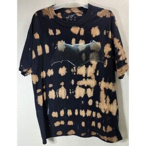 Justice League Mens Batman Black Tan Tie Dyed TShirt Size Large Tee